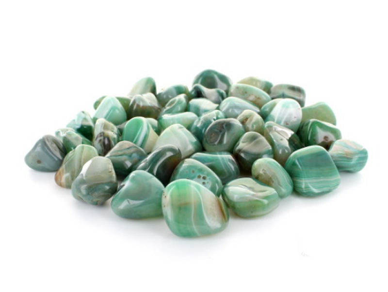 Agate Green Banded Tumblestone Crystal Gemstones